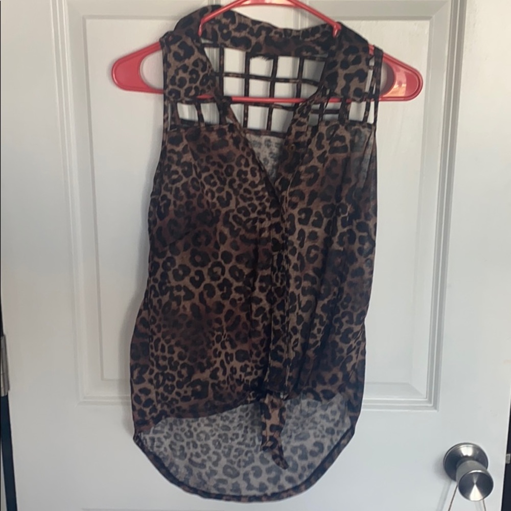 Cheetah sheer tank top.